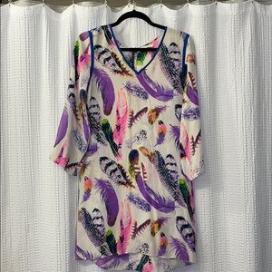 Anthropologie 100% silk printed dress (M)